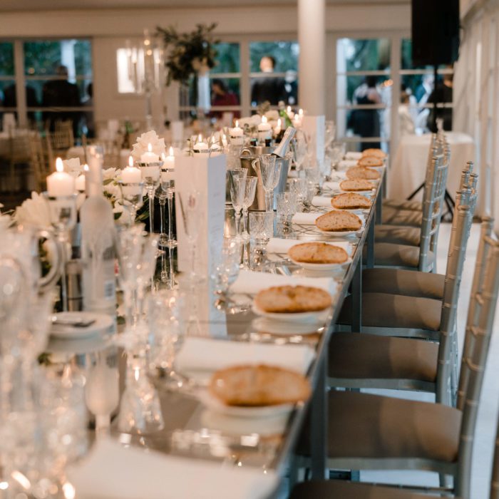 long table and breads