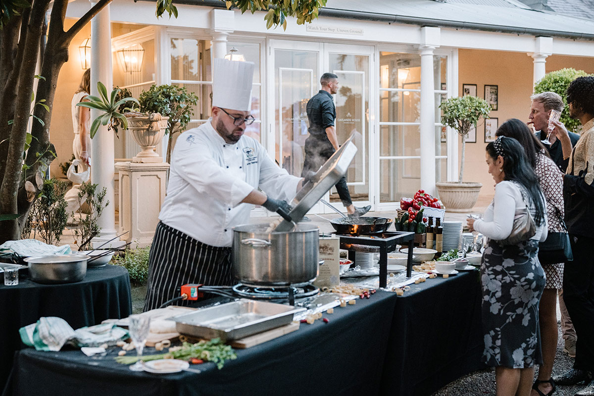 Winter Wonderland at Oatlands Estate - chef preparing food at live food station