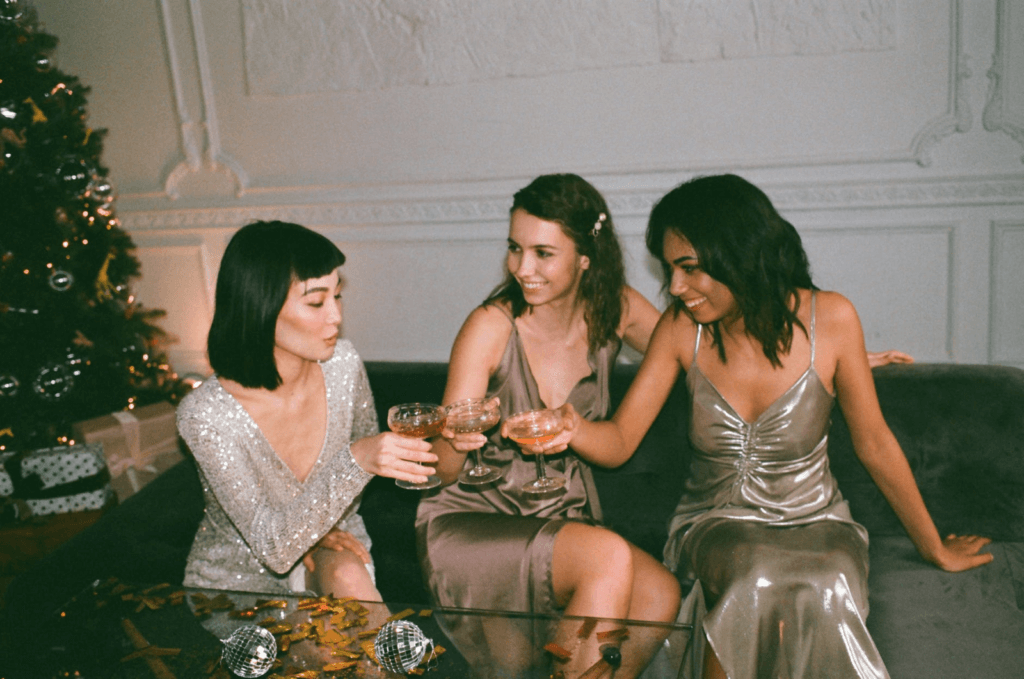 three ladies drinking