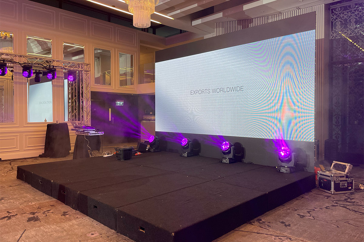 Stage setup for corporate event at Curzon hall