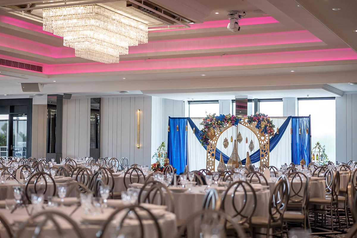 Room setup and decor at large cultural wedding at Le Montage