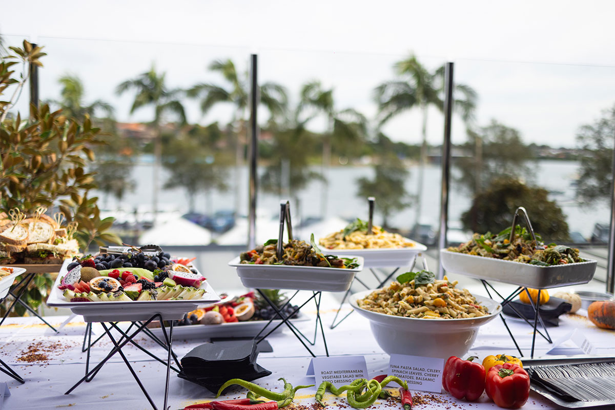 Platters at Le Montage with water view in the back
